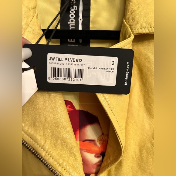 New Yellow Leather Jacket Women’s Size 6 - Picture 4 of 15
